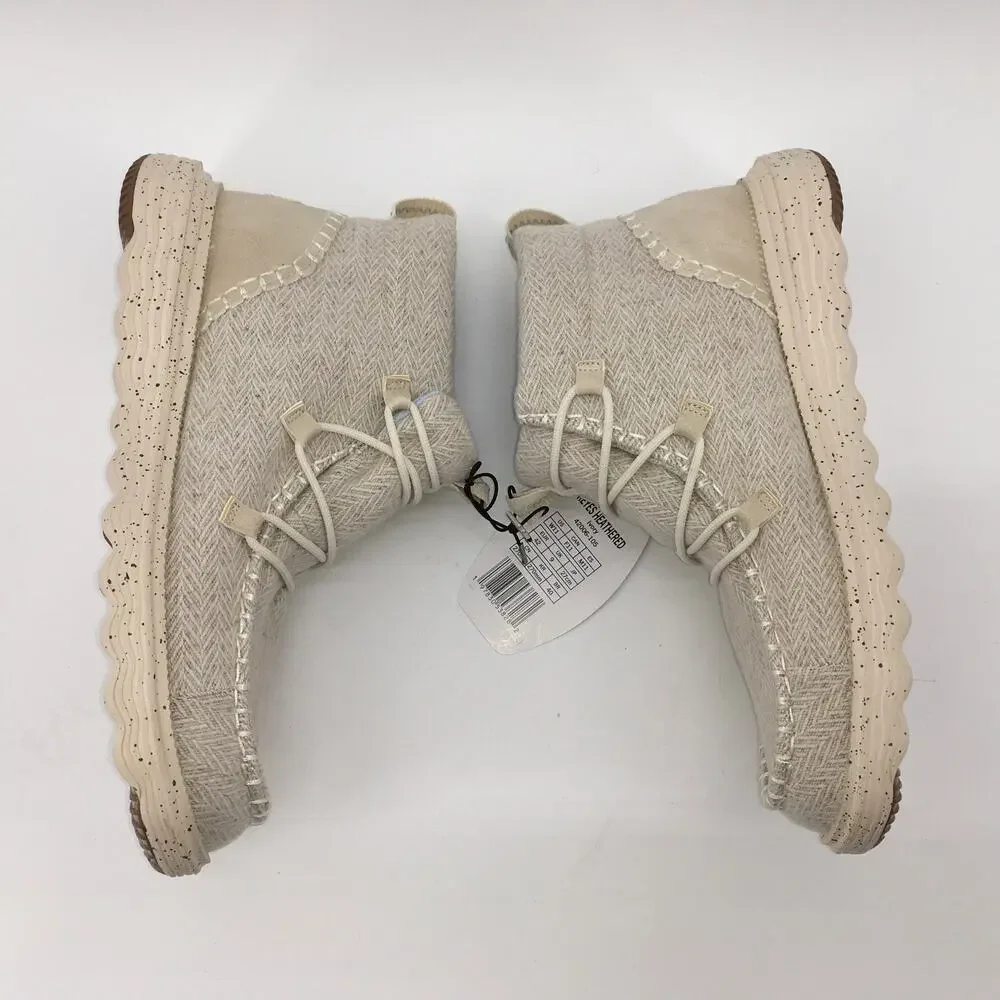 NWT Hey Dude Reyes Ankle Boot Womens 11 Heathered Ivory Greige Casual Comfort